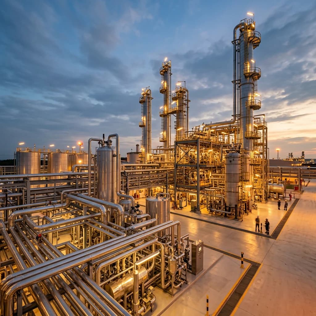 Palm oil refinery infrastructure supporting regional production and export
